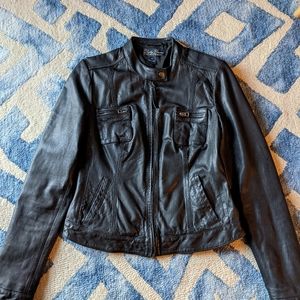 Lucky Brand black real leather jacket- small